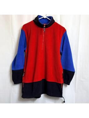 Cheetah Men's Medium Colorblock 1/4 Zip Fleece Activewear Jacket Red Blue Black